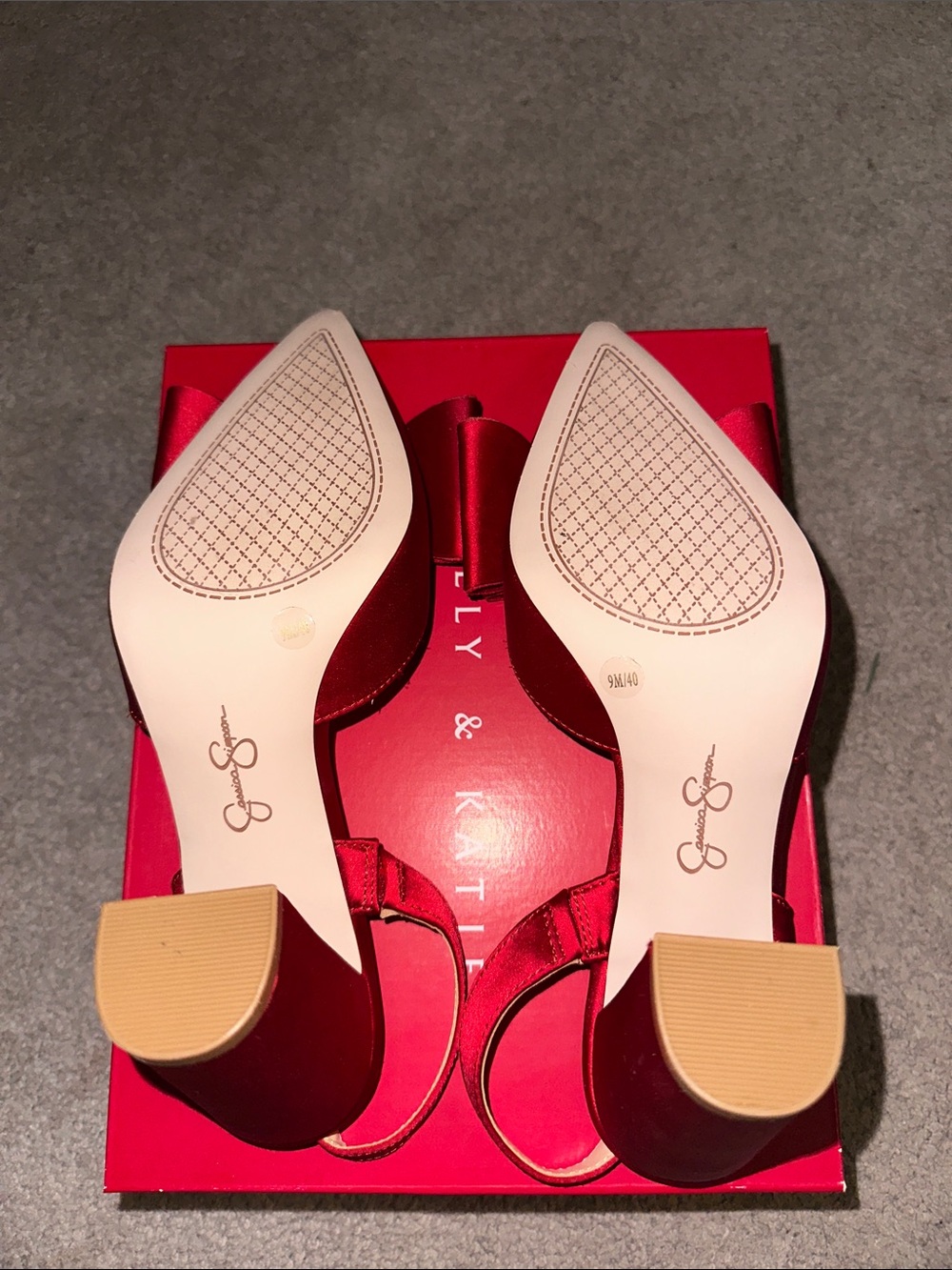 Jessica Simpson Red Satin Pointed-Toe Slingbacks with Large Bow - Picture 6 of 6